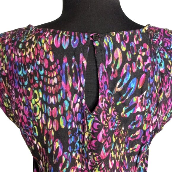 Delias Size M Dress Womens Mini Multicolor Rayon Sleeveless Tunic Pockets - Picture 6 of 9